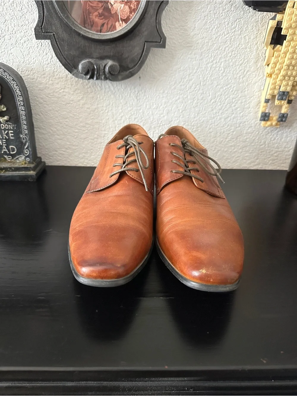 Aldo Men's Classic Leather Derby Shoes Brown Sz 10.5